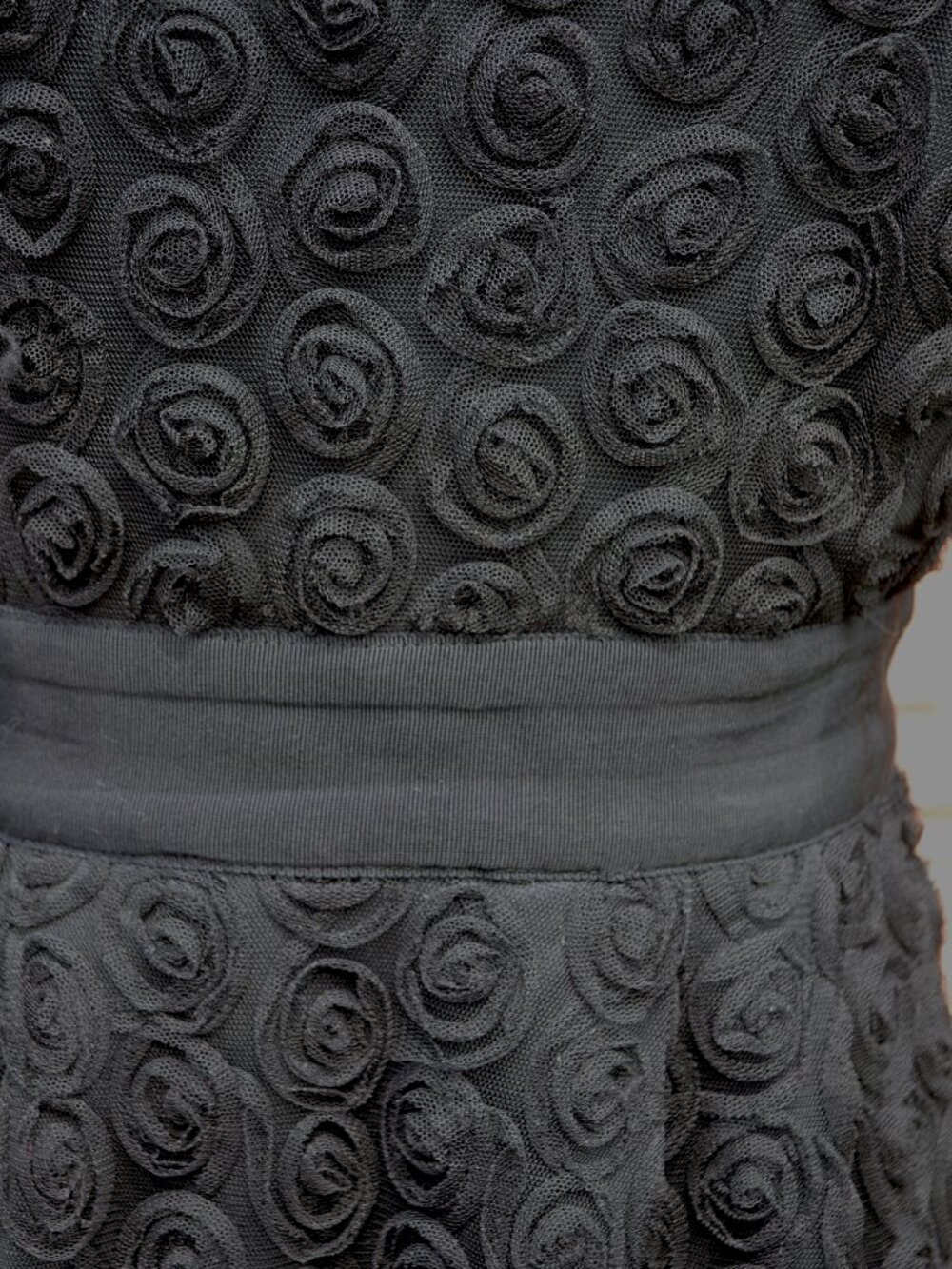 Little Black Dress with Tule Rosettes, Strapless – Size 9